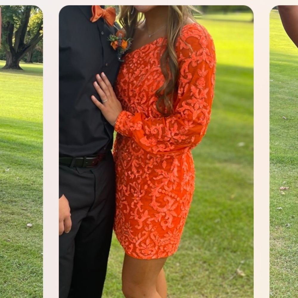 Sherri Hill Orange One Shoulder Dress